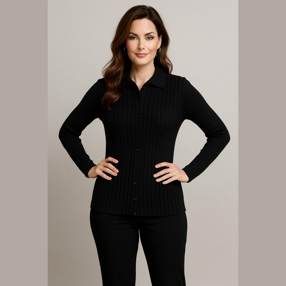 H&M Black Knit Button-Up Sweater